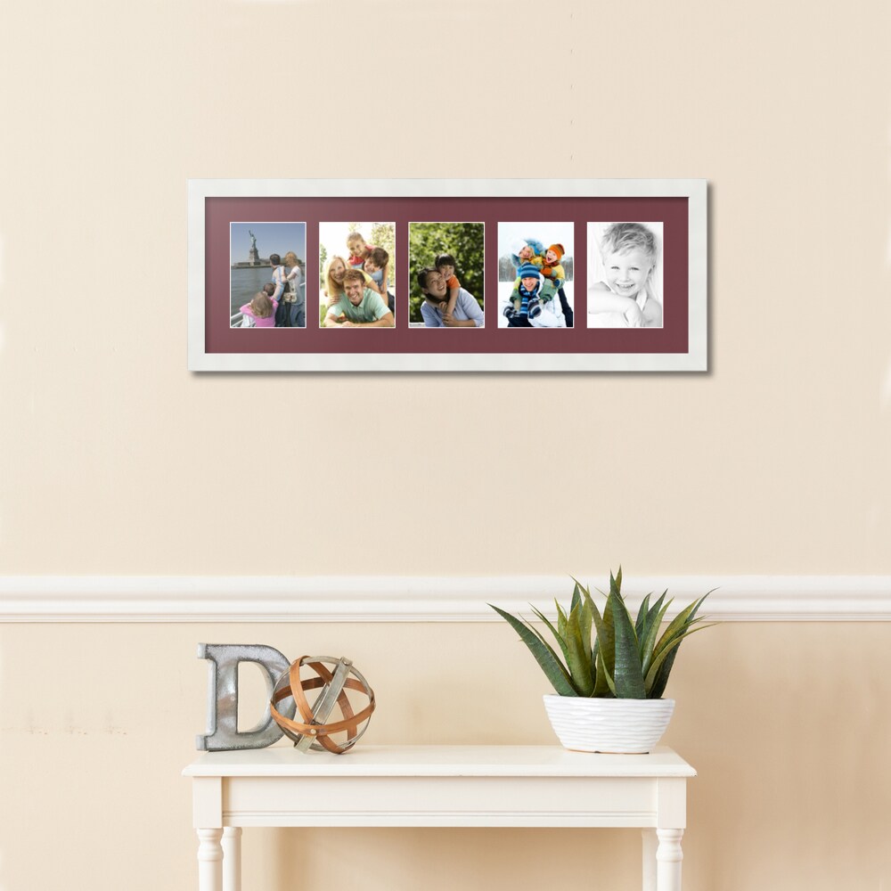 ArtToFrames Collage Photo Picture Frame with 5 - 5x7 inch Openings, Framed in White with Over 62 Mat Color Options and Plexi Glass (CSM-3966-152)