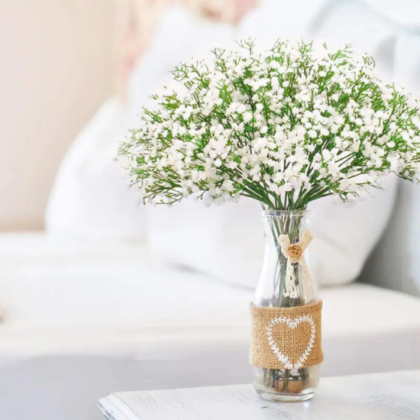 12pcs Artificial Baby Breath White Gypsophila Stems Faux Baby's Breath Bouquet