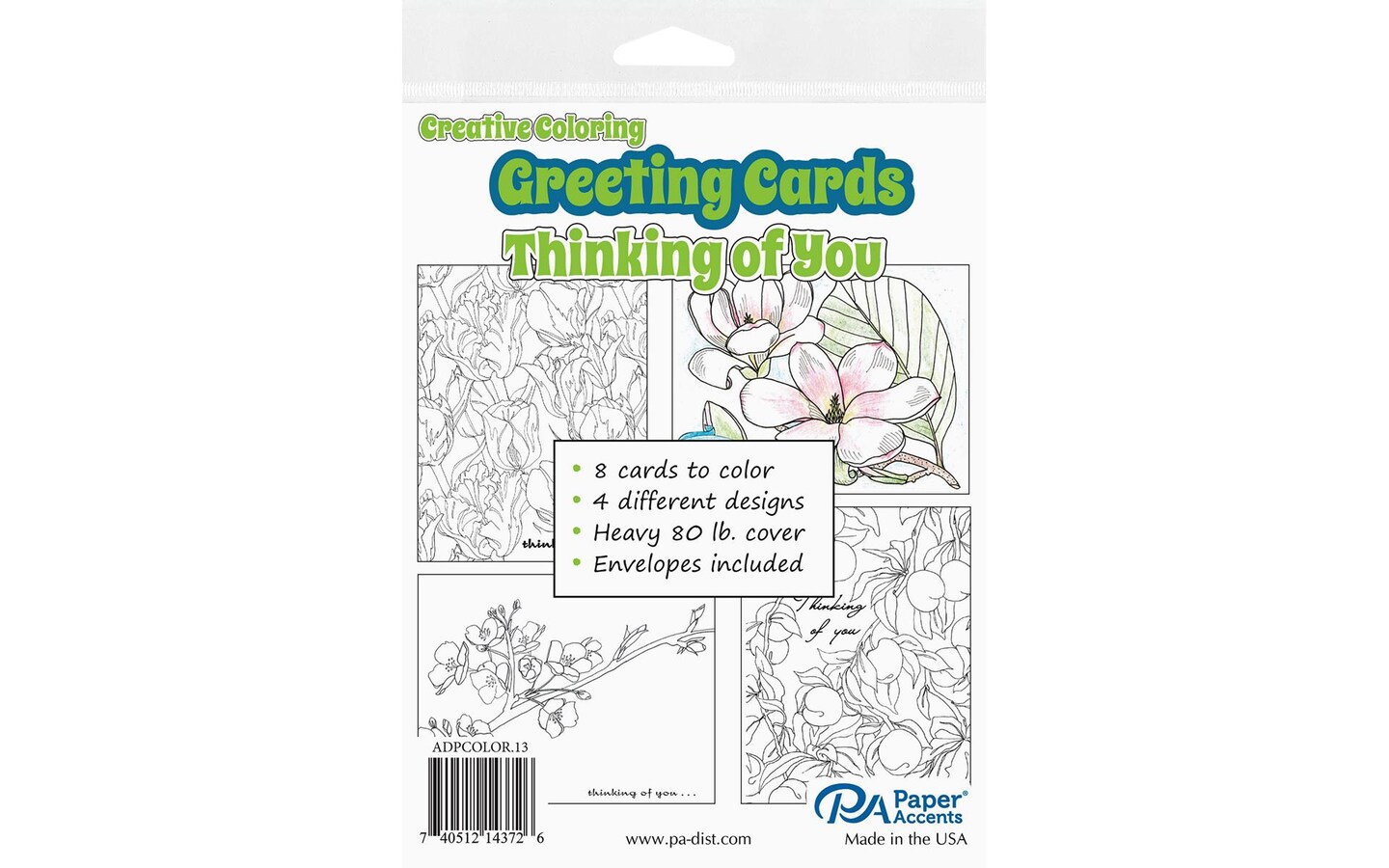 Creative Coloring Card&#x26;Env 4.25x5.5 8pc Thnkng/You