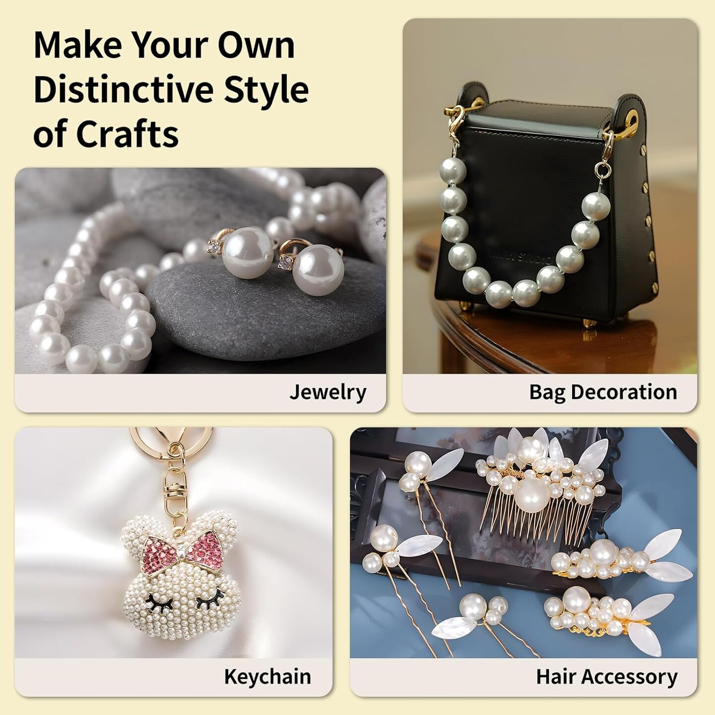 1200 Pcs Pearl Beads and Gold Spacer Beads Set for Jewelry Bracelet Making Kit with String and Charms for Adults DIY Art and Craft for Girls Friendship Bracelet for Necklace and Earring Supplies