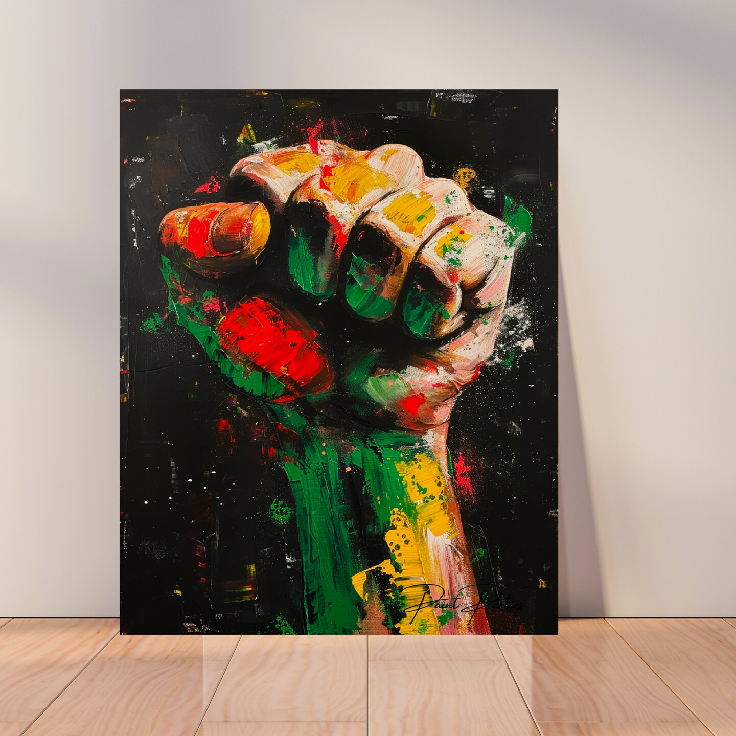 Juneteenth &#x22;Fist&#x22; DIY Canvas Art Kit, Adult Beginner, Acrylic Paint Size 11x14 inch