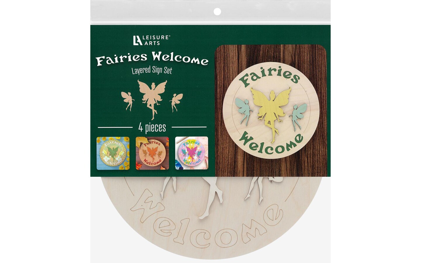 Wood Kit Fairies Welcome 4pc 12x12&#x22;
