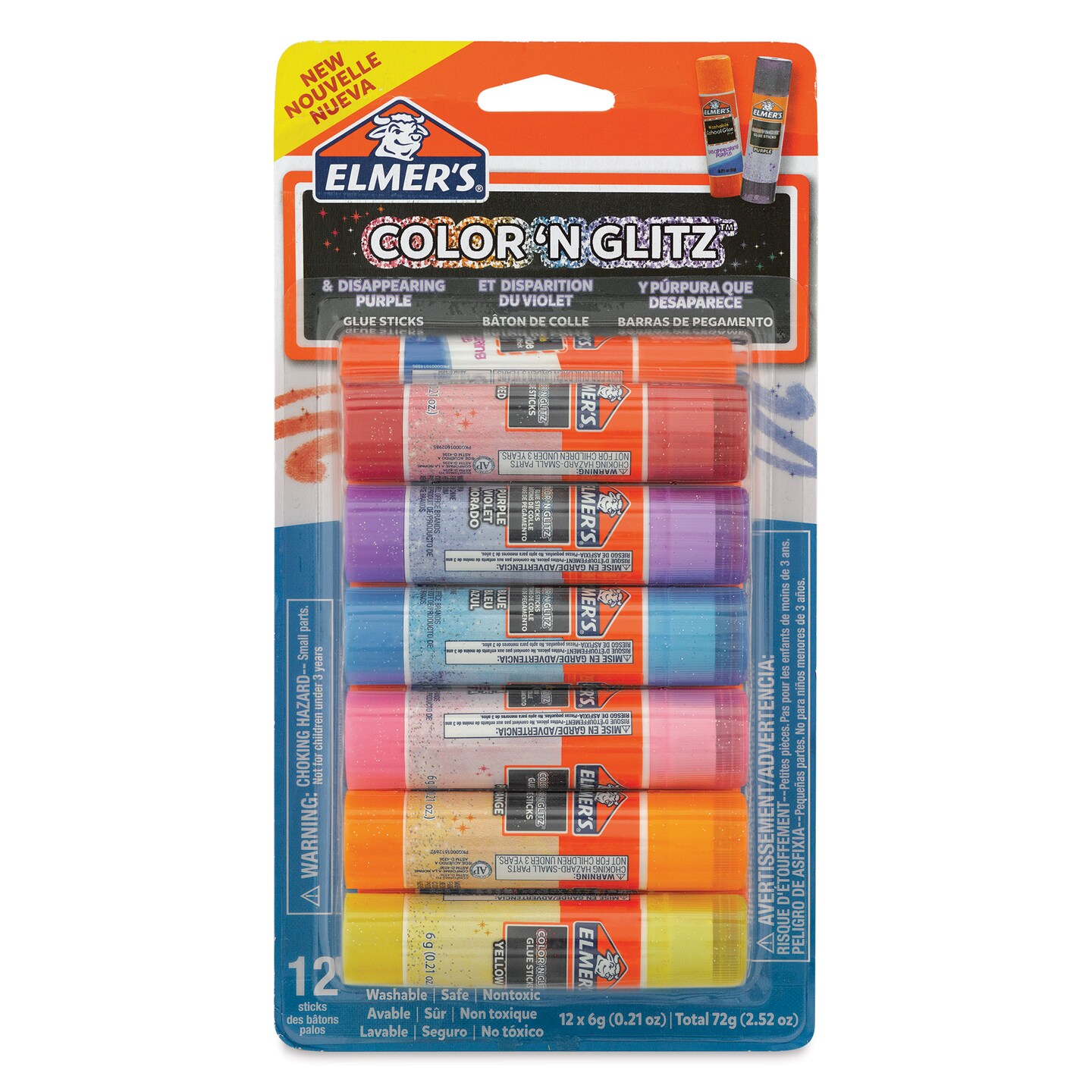 Elmer&#x27;s Color n Glitz Glitter Glue Sticks - 6 g, Pkg of 12
