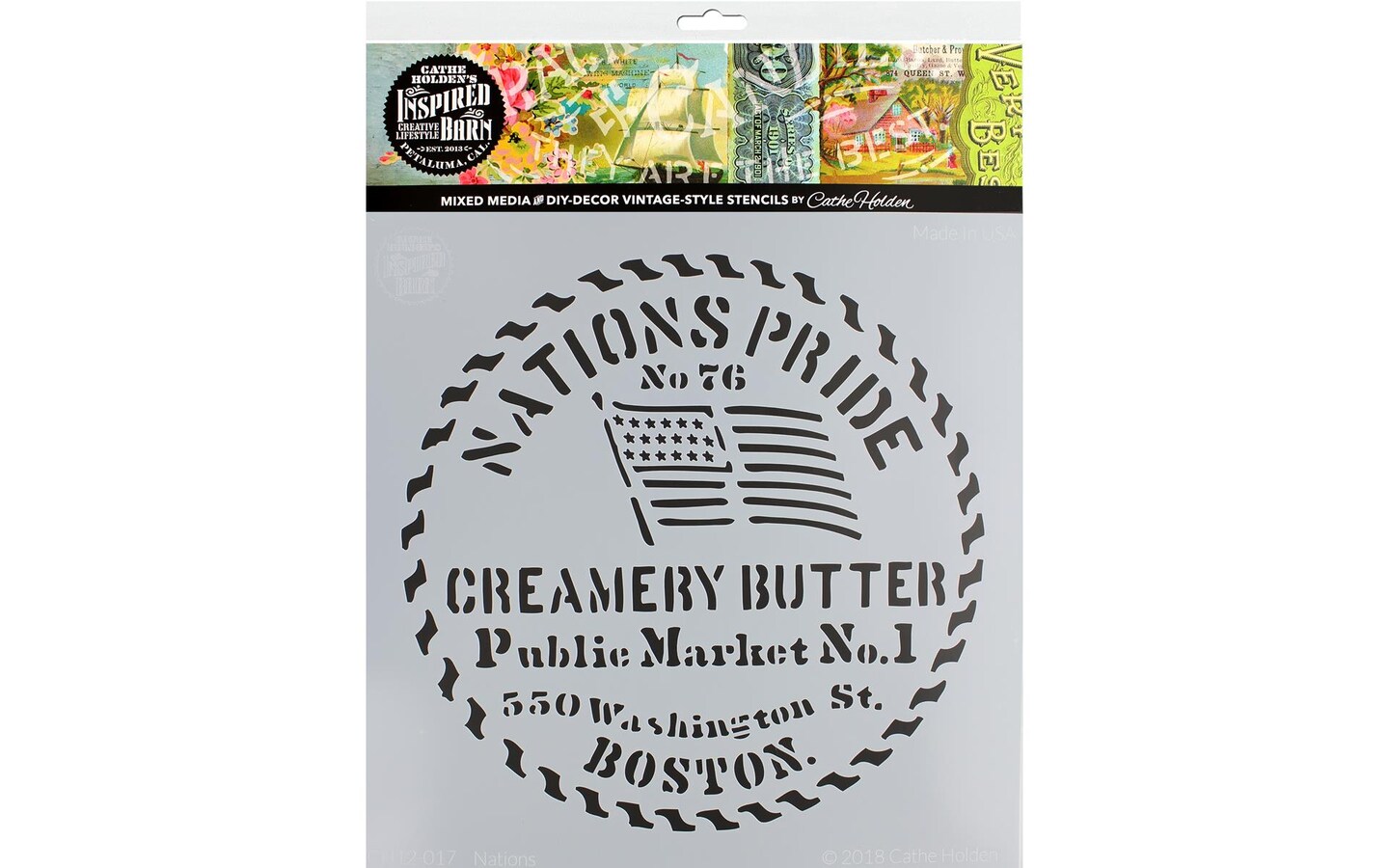 Cathe Holden Inspired Barn Stencil 12&#x22; Nations