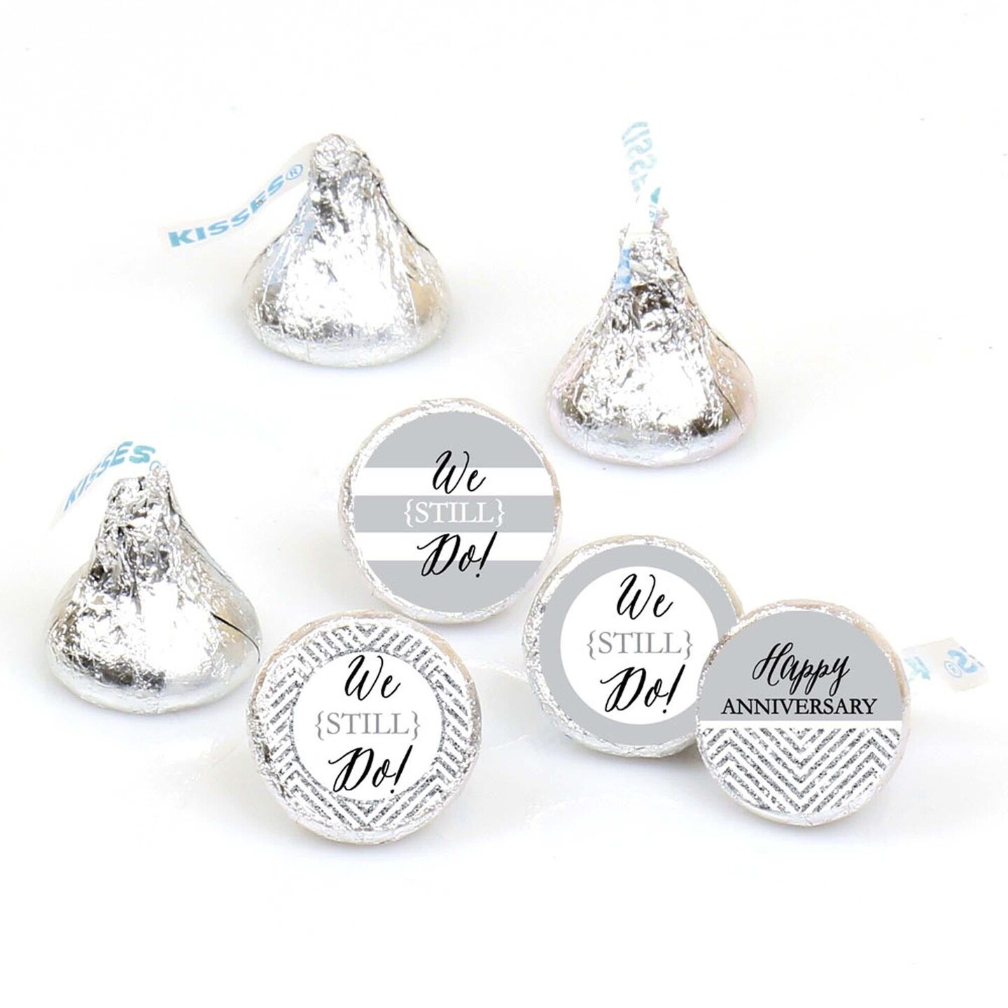 Big Dot of Happiness We Still Do - Wedding Anniversary - Party Round Candy Sticker Anniversary Favors - Labels Fits Chocolate Candy (1 sheet of 108)