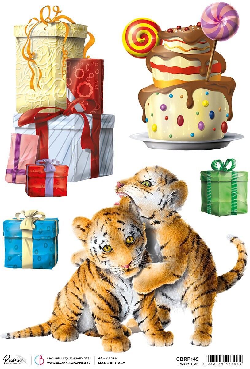 Ciao Bella Rice Paper Sheet A4 5/Pkg-Party Time, My First Year