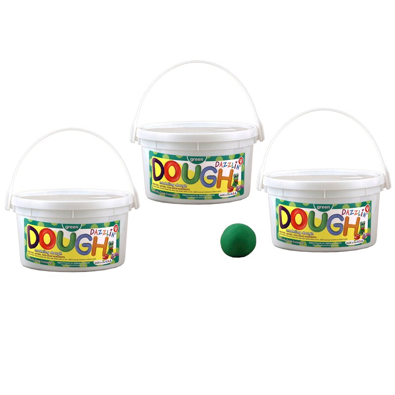 Dazzlin&#x27; Dough, Green, 3 lb. Tub, Pack of 3