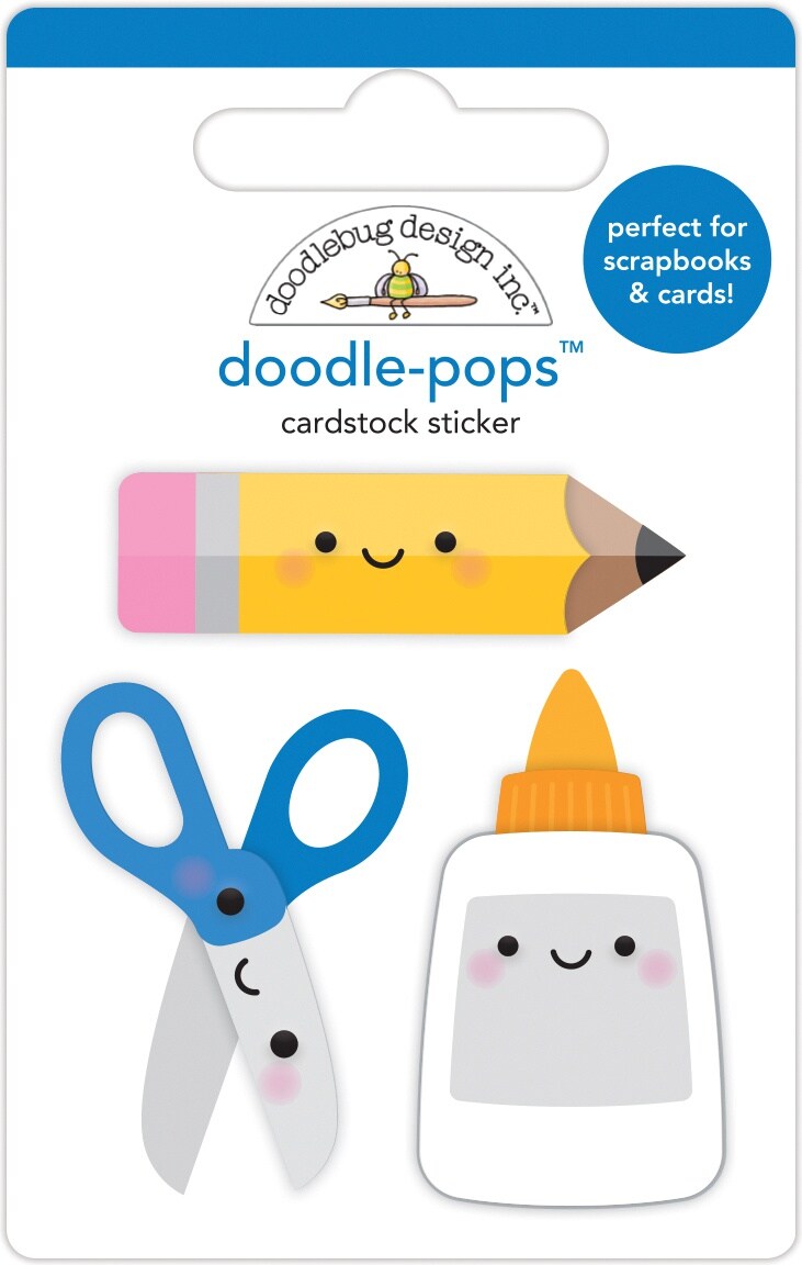 Doodlebug Doodle-Pops 3D Stickers-Cut &#x26; Paste, School Days