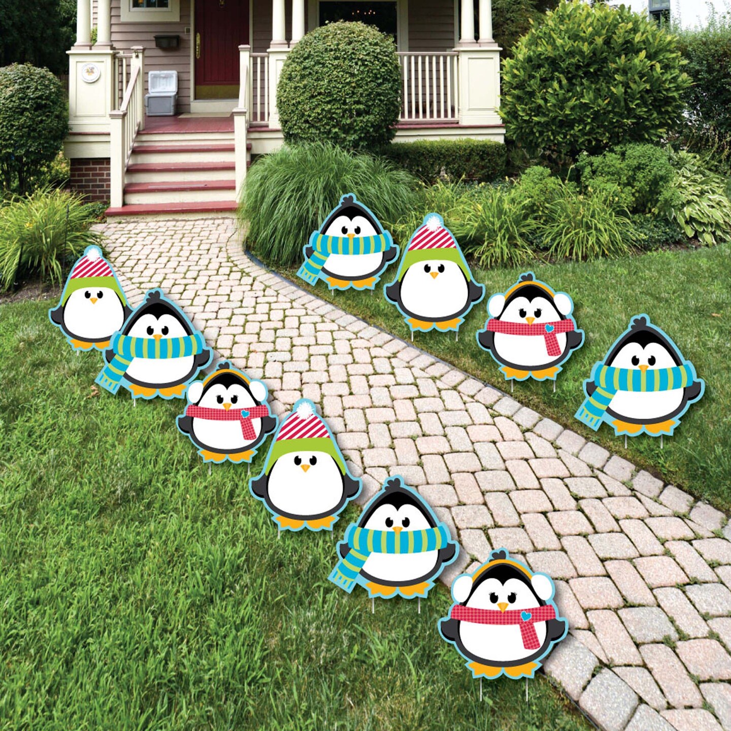 Big Dot of Happiness Holly Jolly Penguin - Penguin Lawn Decorations ...