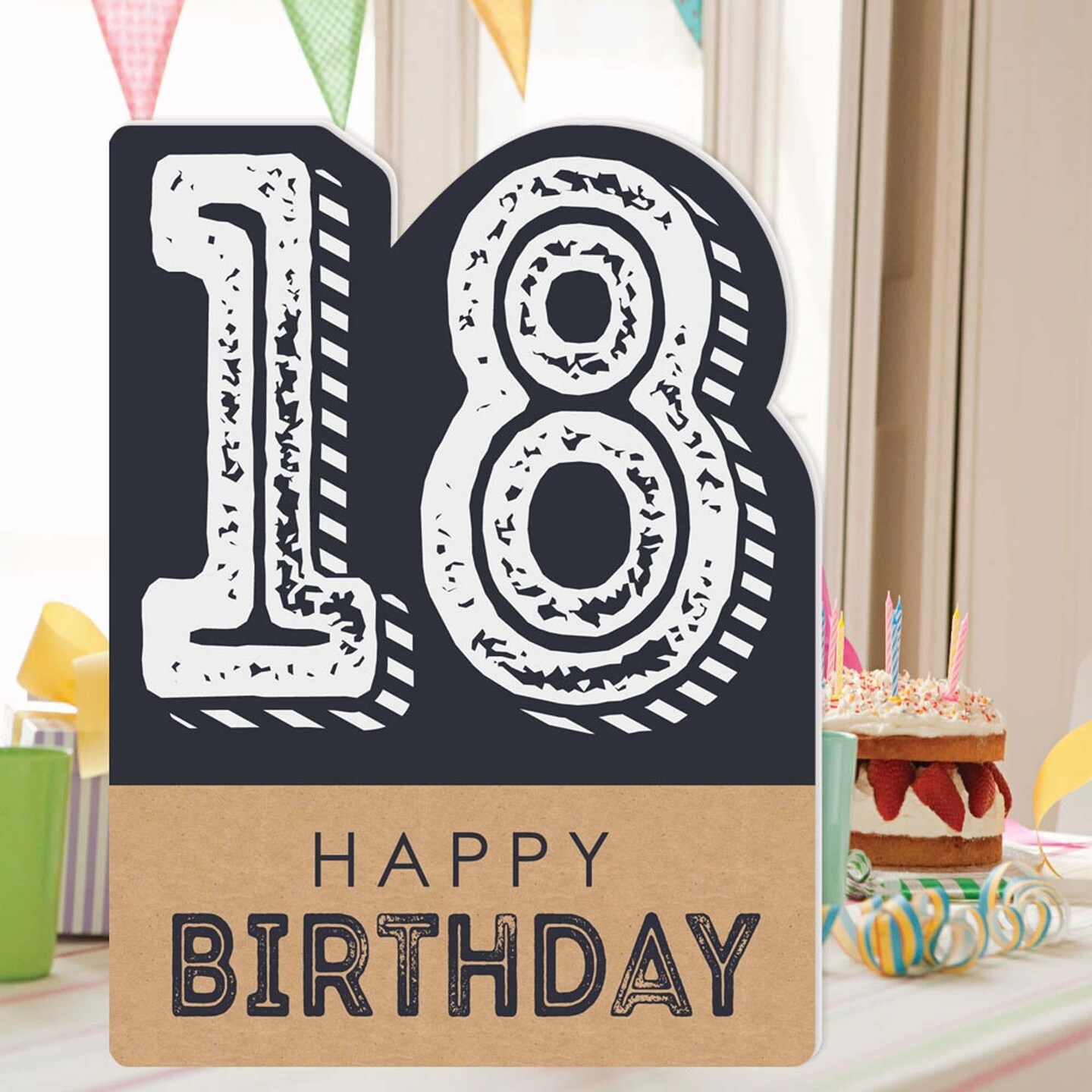 Big Dot of Happiness 18th Milestone Birthday - Happy Birthday Giant Greeting Card - Big Shaped Jumborific Card