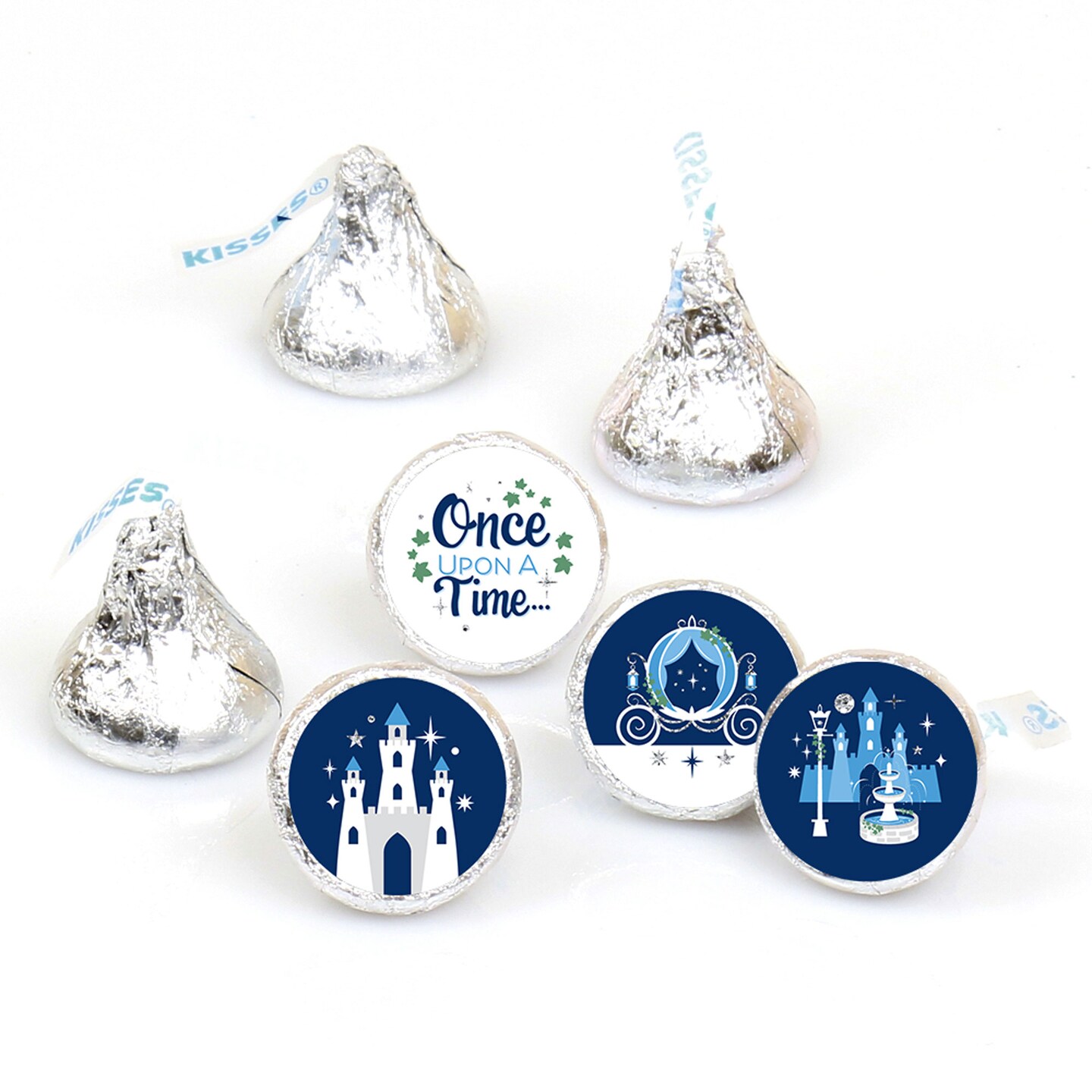 Big Dot of Happiness Fairy Tale Fantasy - Royal Prince and Princess Party Round Candy Sticker Favors - Labels Fits Chocolate Candy (1 sheet of 108)