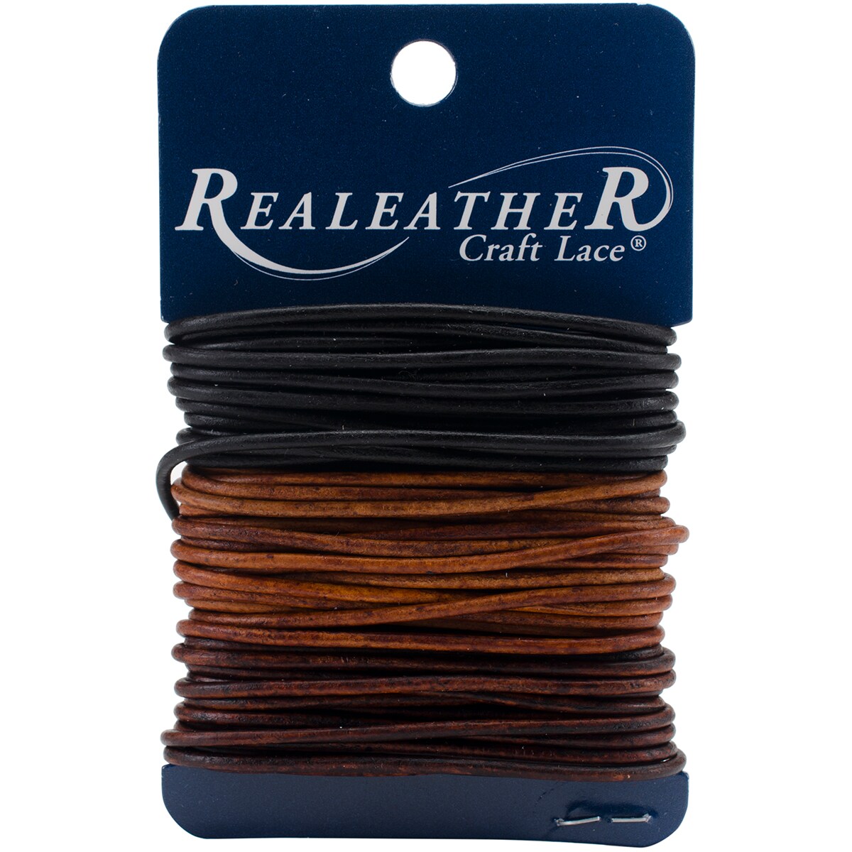Realeather(R) Crafts Round Leather Lace 2mmX8yd Carded-Ebony, Cedar & Mahogany
