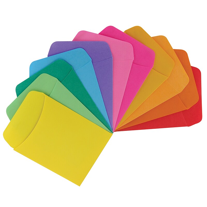 Non-Adhesive Library Pockets, 3.5&#x22; x 4.875&#x22;, 6 Each of 5 Colors, Pack of 30