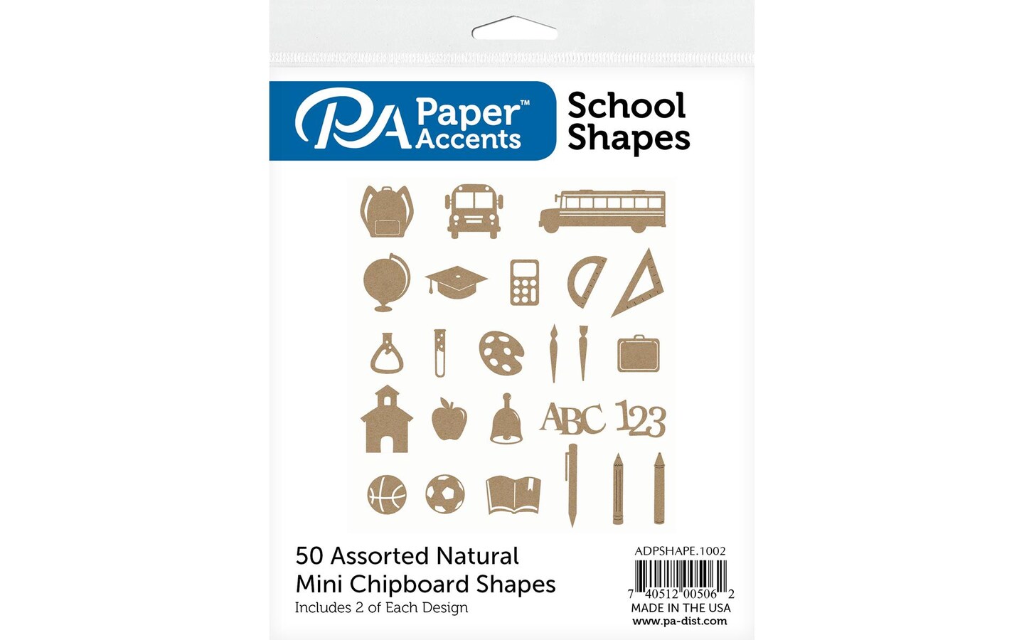 Chip Shapes 50pc Astd School Natural