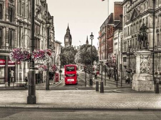 Streets of London city with double decker bus, UK Poster Print by  Assaf Frank - Item # VARPDXAF20150718127XC02