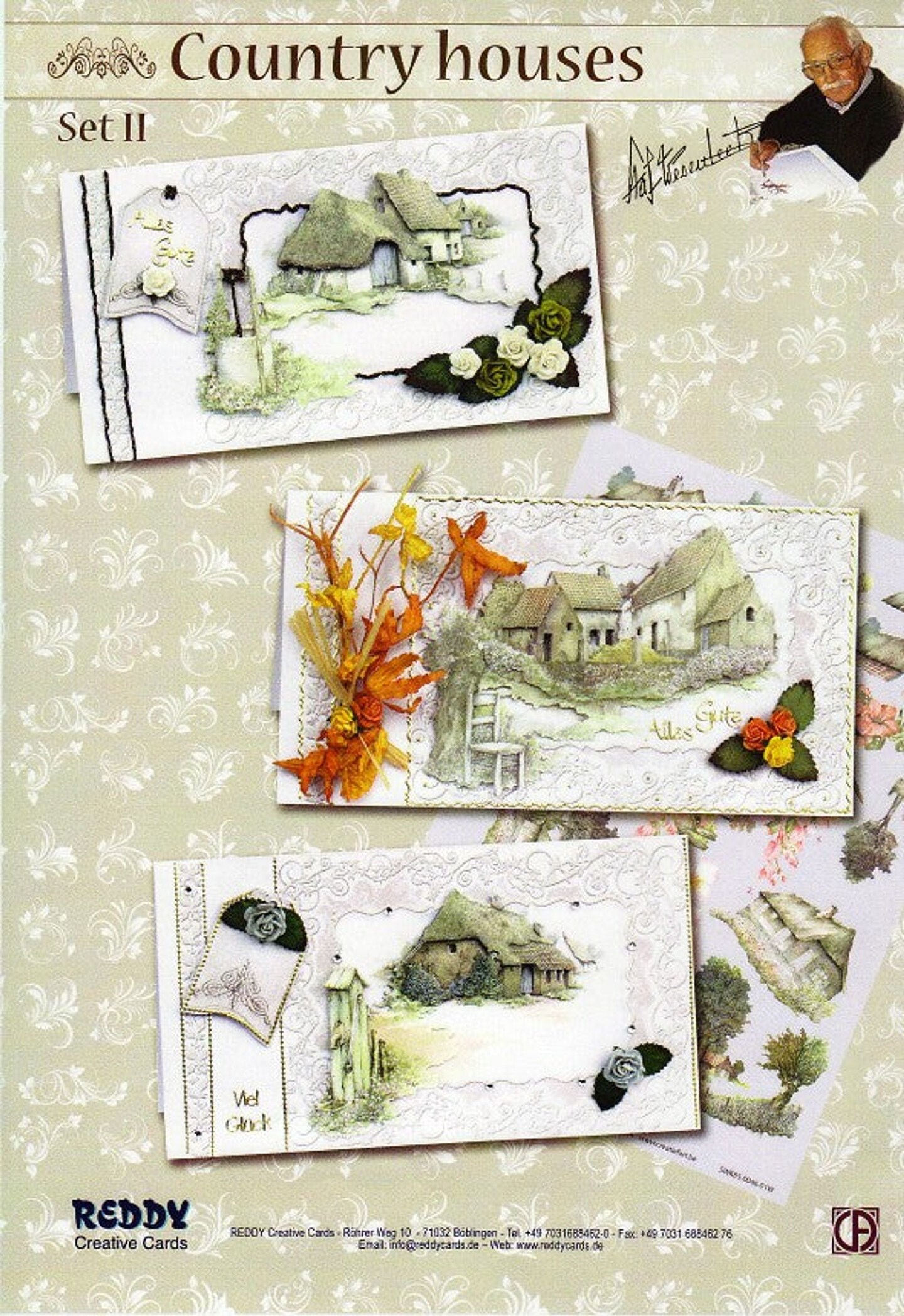 Reddy Creative Cards 3-D Kit Country Houses Spring Set 2- 3 Cards