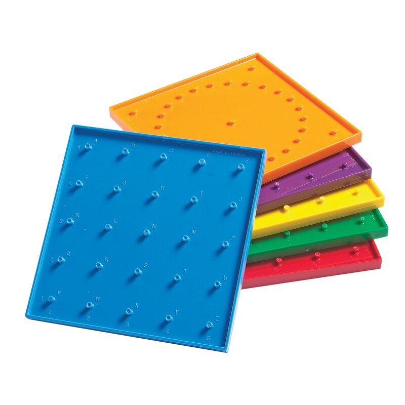 Double-Sided Geoboard Set - 5 x 5 Grid / 24 Pin Circular Array - Set of ...