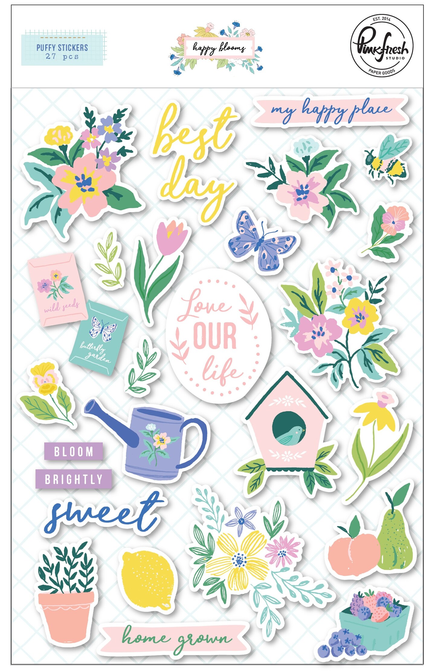 Pinkfresh Puffy Stickers-Happy Blooms | Michaels