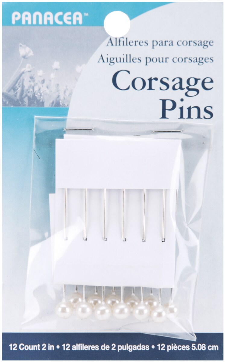 Panacea Corsage Pins 2&#x22; 12/Pkg-Pearl White