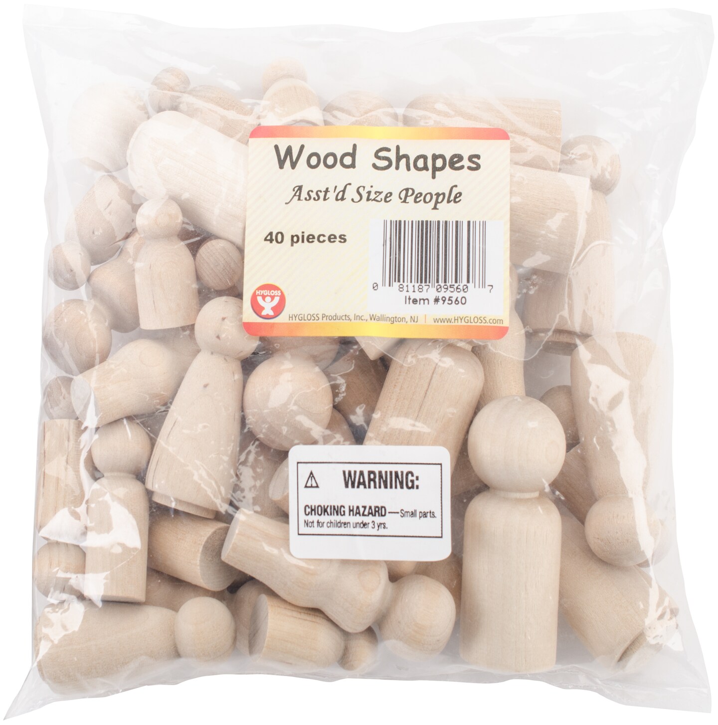 Hygloss Wood People 40/Pkg-Assorted Shapes &#x26; Sizes