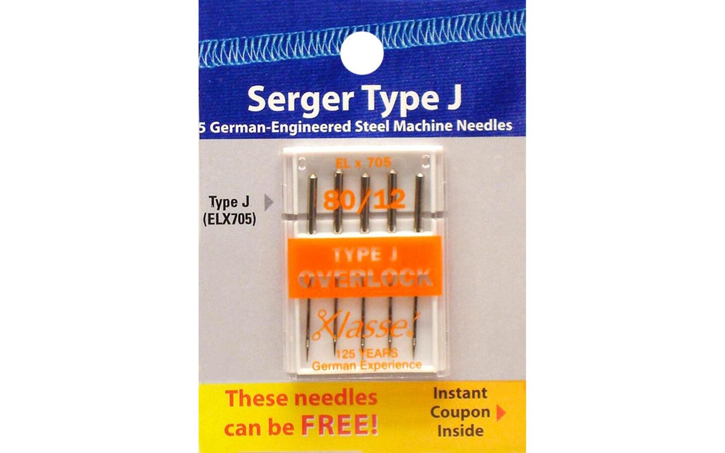 Klasse Mach Needle Serger EL705New Sz 80/12 5pc Michaels