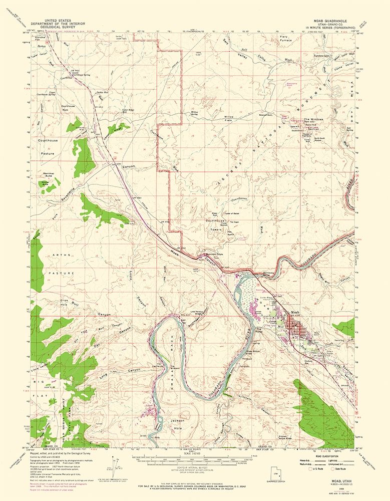 Moab Utah Quad - USGS 1959 Poster Print by USGS USGS # UTMO0001