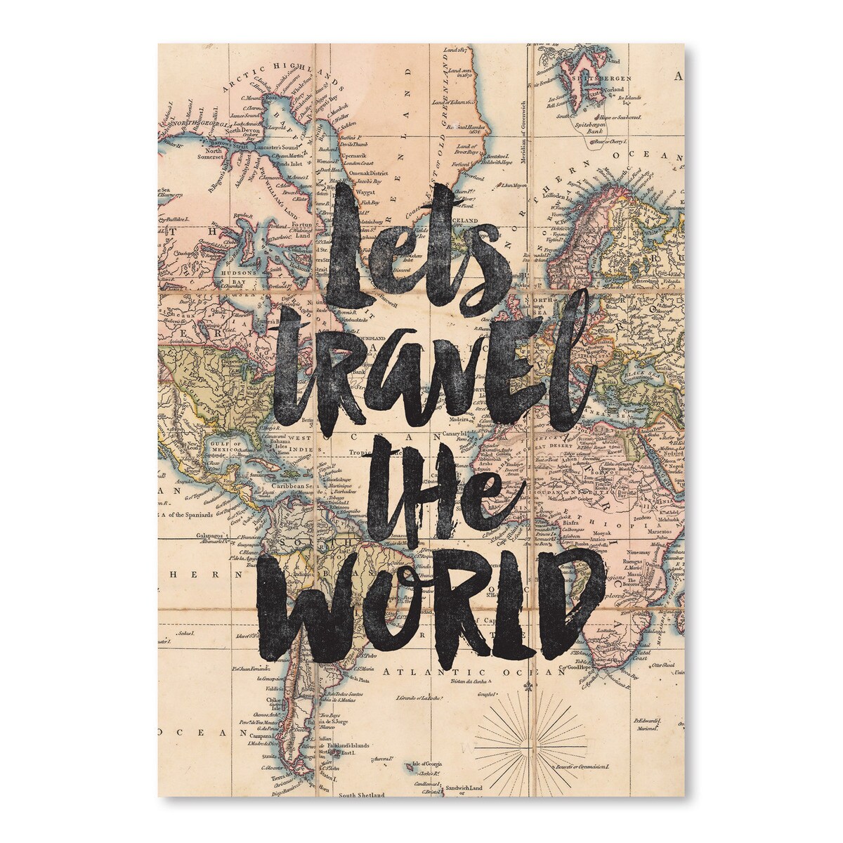Lets Travel The World Bw by Motivated Type  Poster Art Print - Americanflat