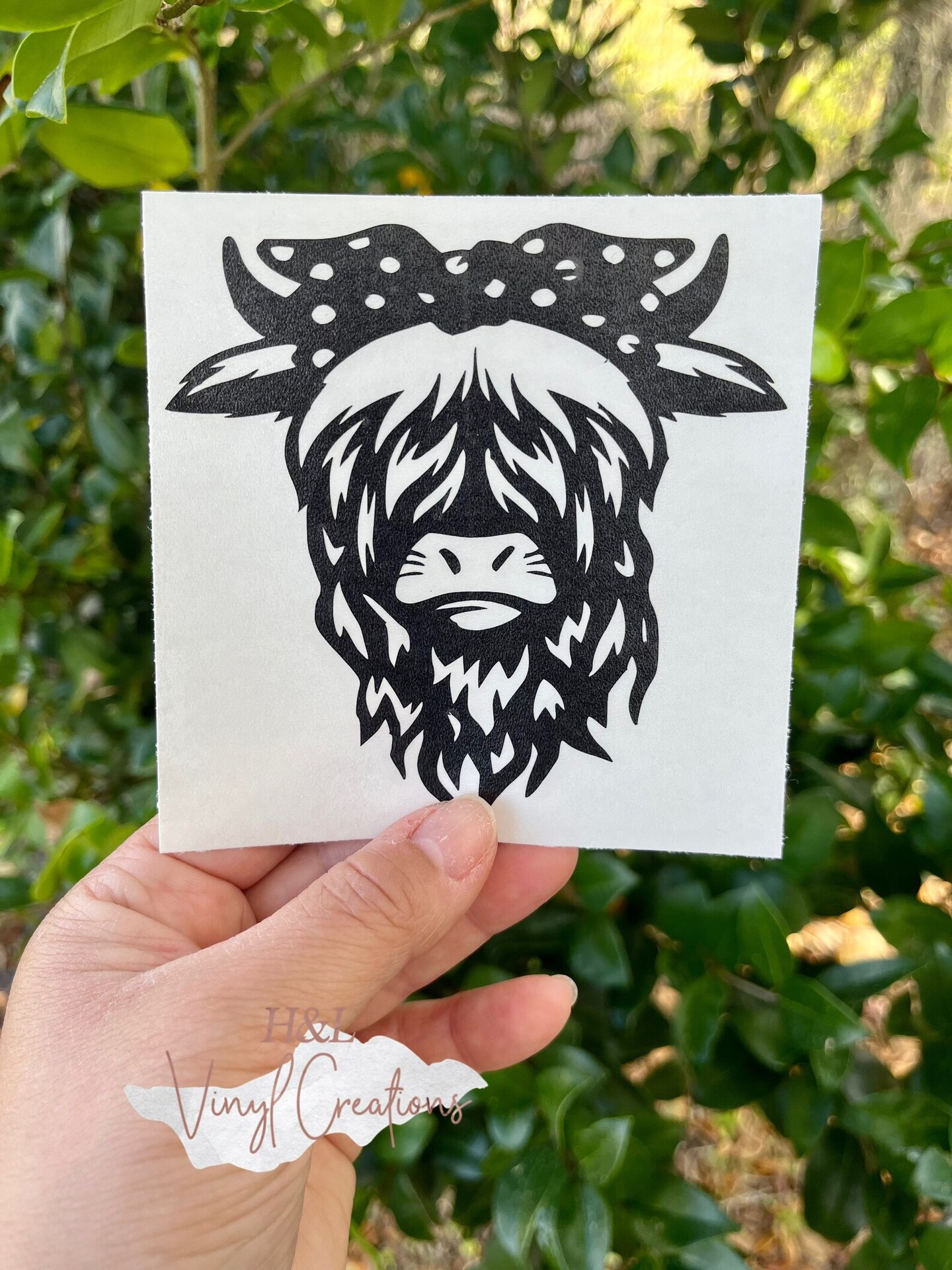 Highland cow with bandana vinyl decal, Heifer decal, Cow sticker ...