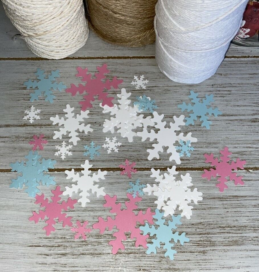 Snowflake Confetti Gender Reveal Baby Shower Winter Holiday Party