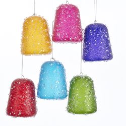 CC Christmas Decor Club Pack of 12 Vibrantly Colored Glittered Gum Drop Ornaments 3.5&#x22;