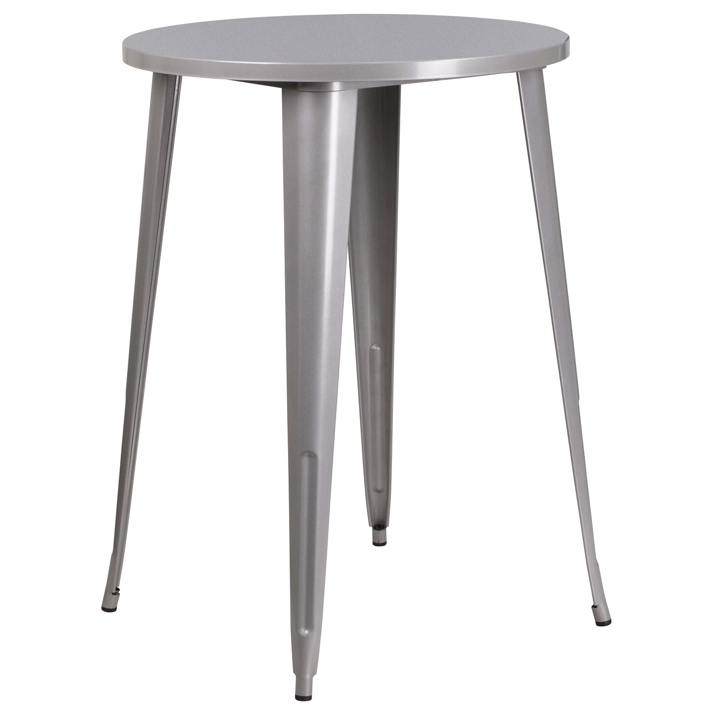 Emma and Oliver Commercial Grade 30&#x22; Round Metal Indoor-Outdoor Bar Table Set, 2 Backless Stools