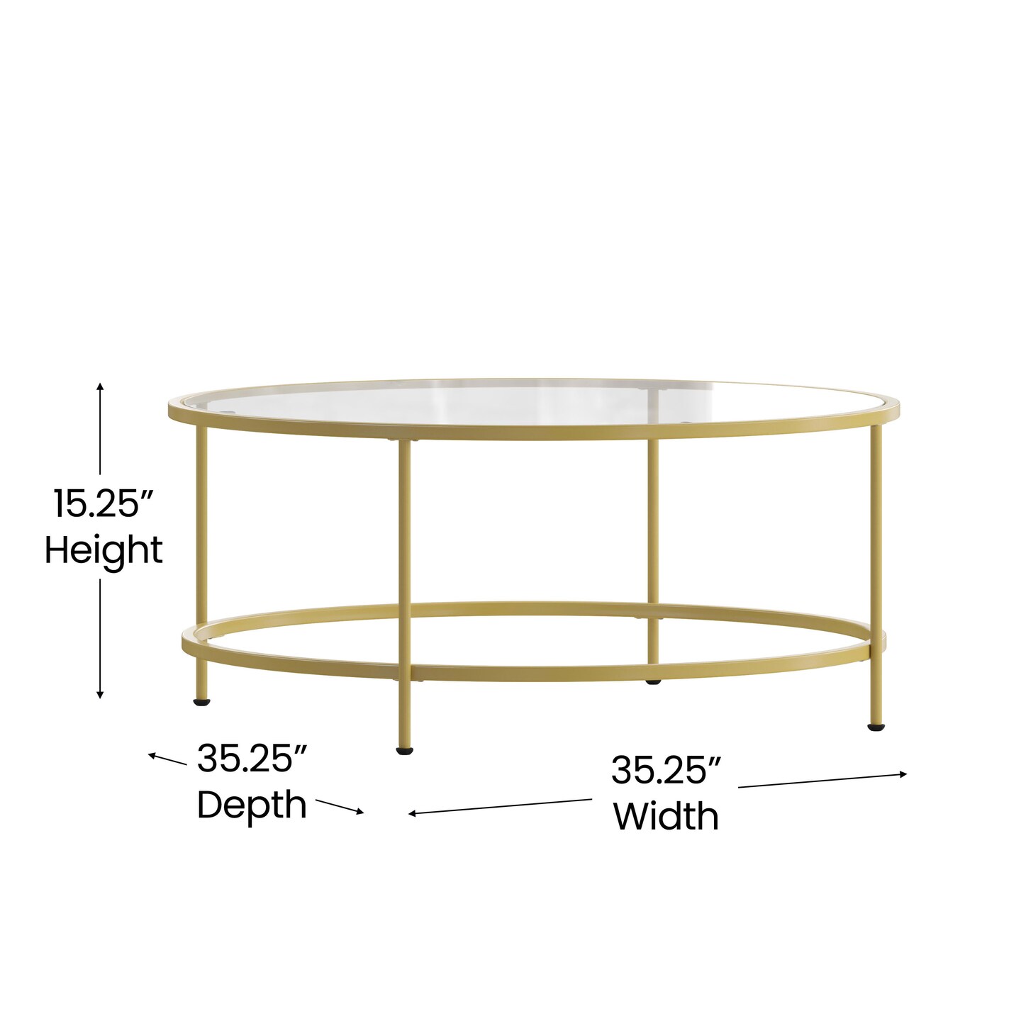 Merrick Lane Newbury Round Glass Coffee Table Set - 3 Piece Glass Table Set with Metal and Vertical Legs