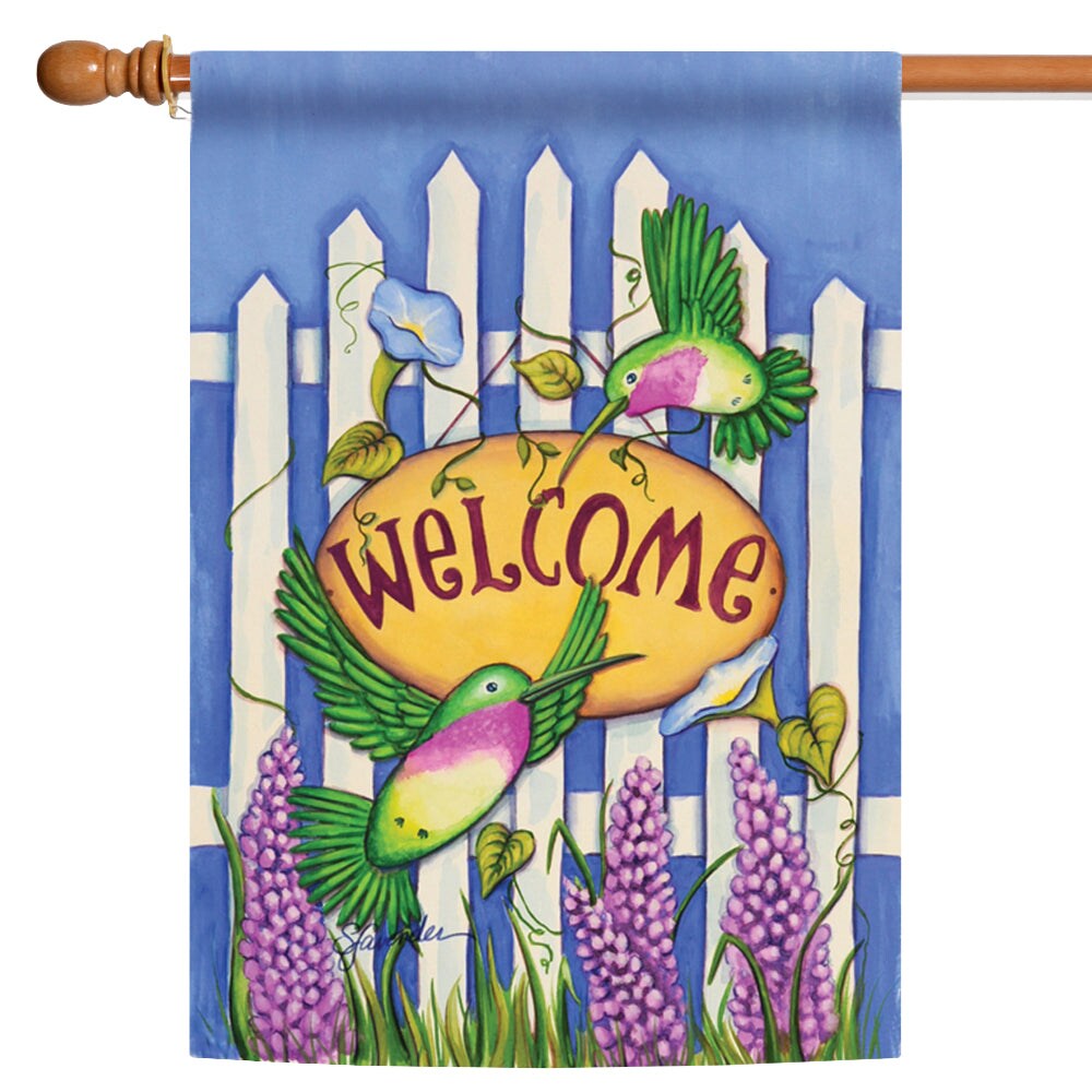 Welcome Hummingbirds Decorative Welcome Flag