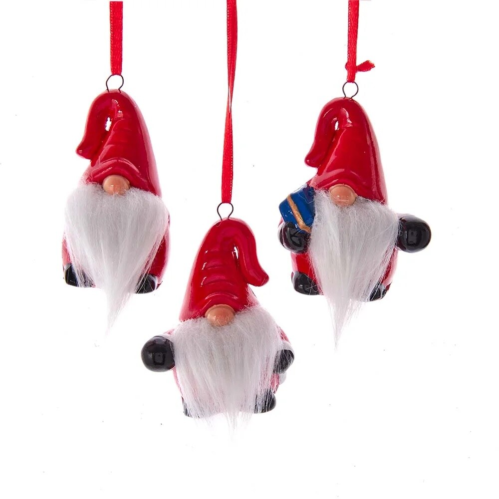 KSA Pack of 24 Red and White Porcelain Gnome Christmas Ornaments 17.5&#x22;