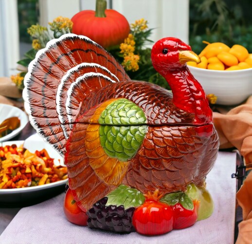 Ceramic Traditional Turkey Cookie Jar, Home D&#xE9;cor, Gift for Her, Gift for Mom, Kitchen D&#xE9;cor, Fall D&#xE9;cor, Thanksgiving D&#xE9;cor