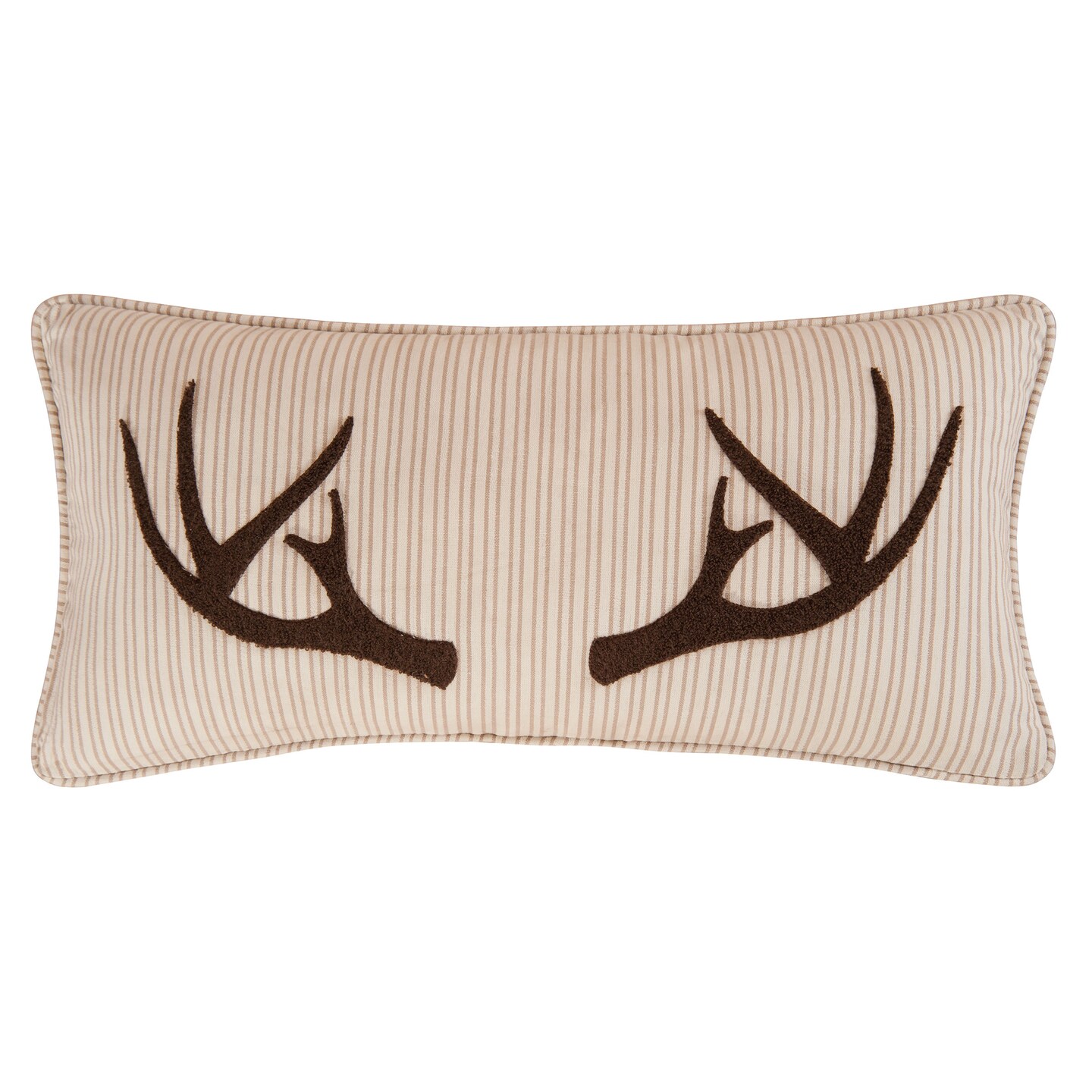 Sleepy Forest Deer Antler Lumbar Cotton Blend Tufted Accent Pillow 12" x 24"