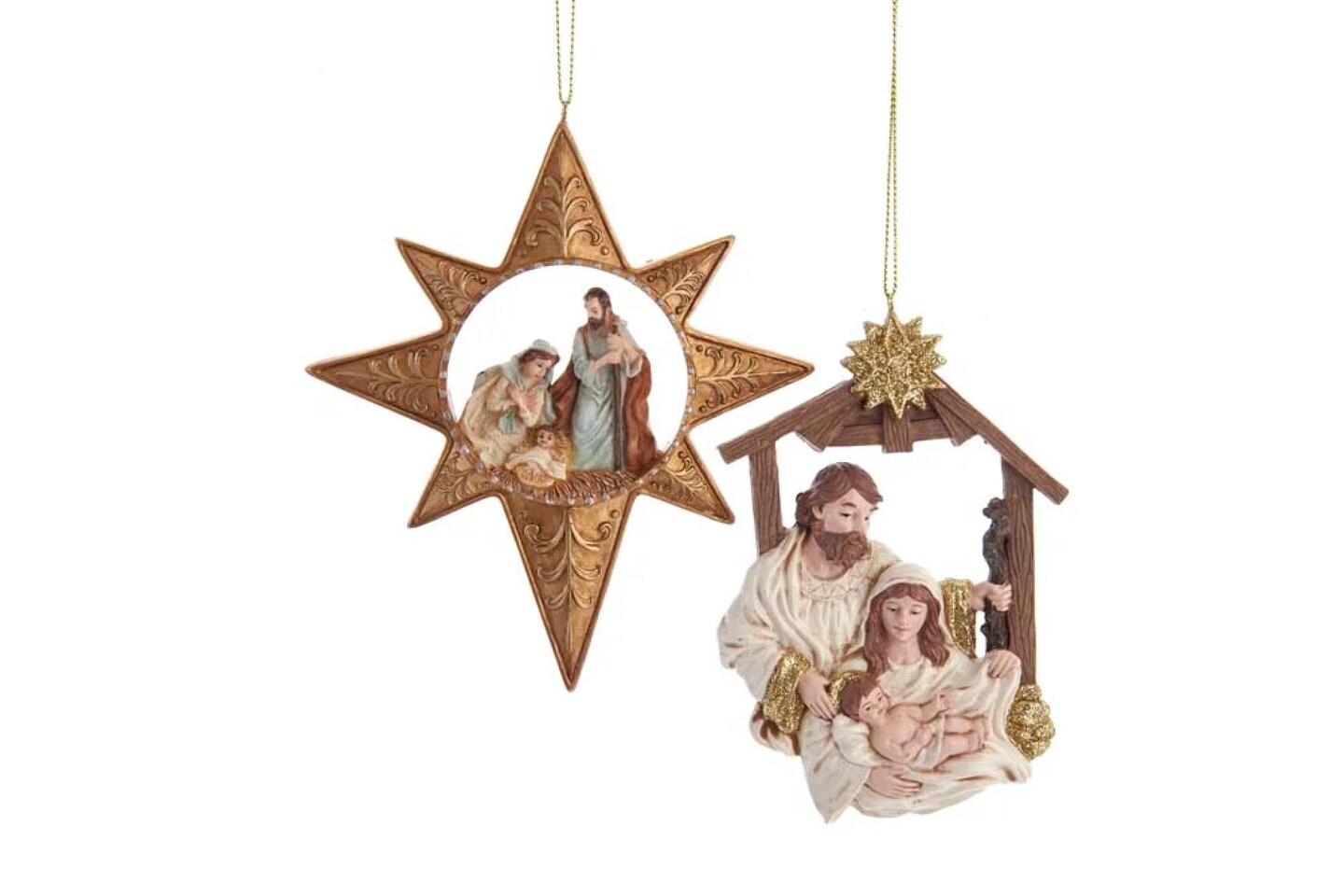 KSA Pack of 12 Brown and Beige Nativity Holy Family Christmas Ornaments 5"
