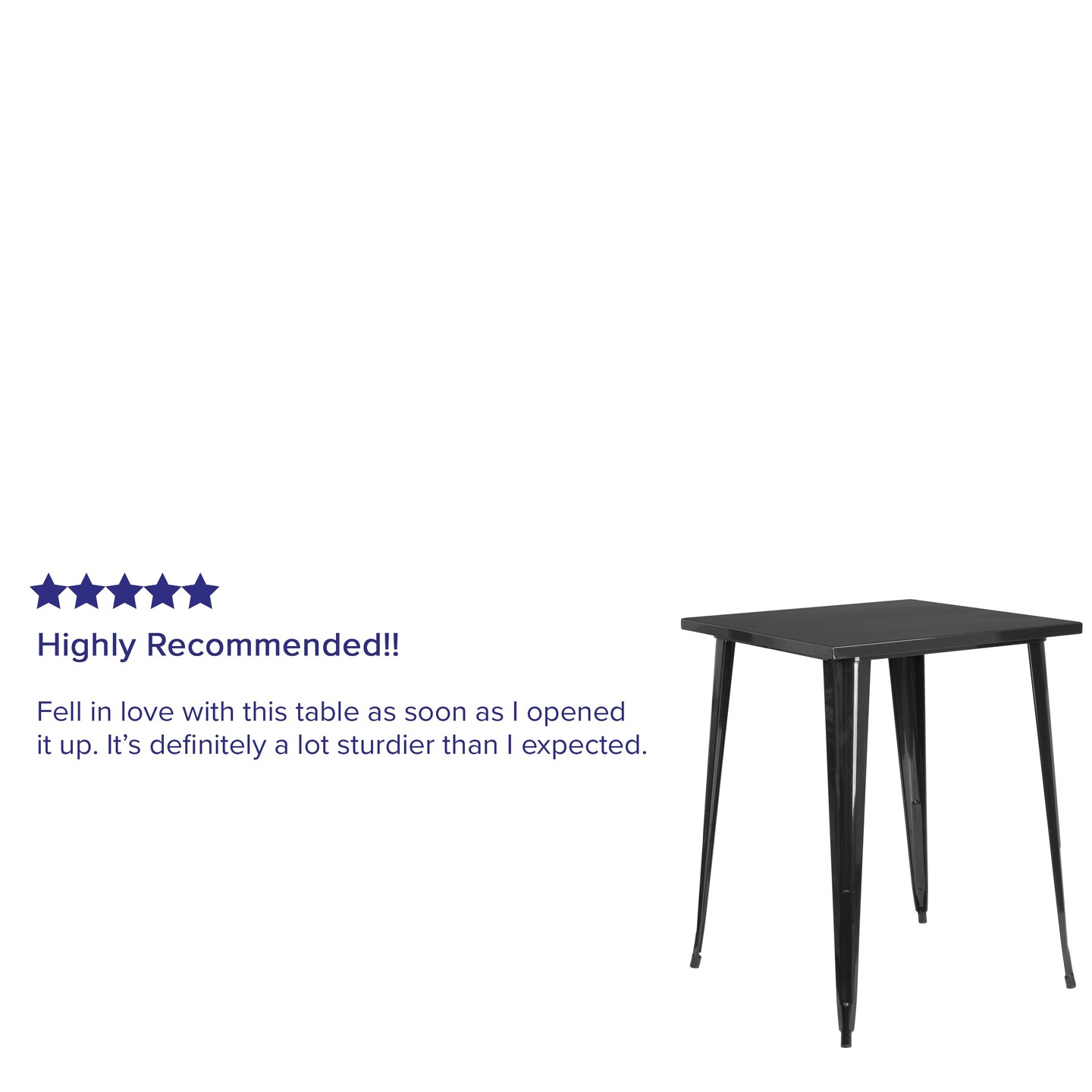 Merrick Lane Rothko Patio Dining Table with Metal Frame and Square Top