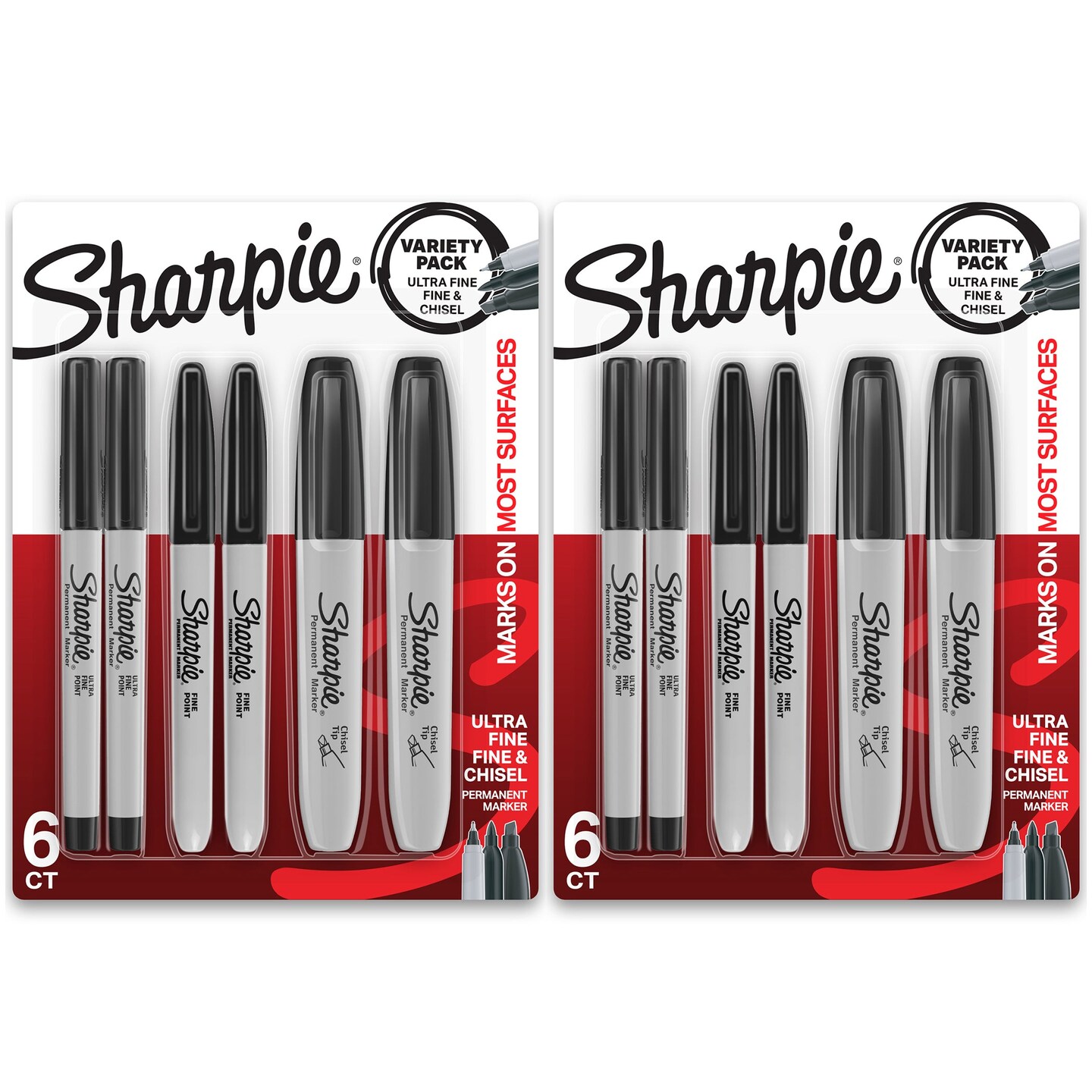 Sharpie Chisel Permanent Markers, Black, 2 Count
