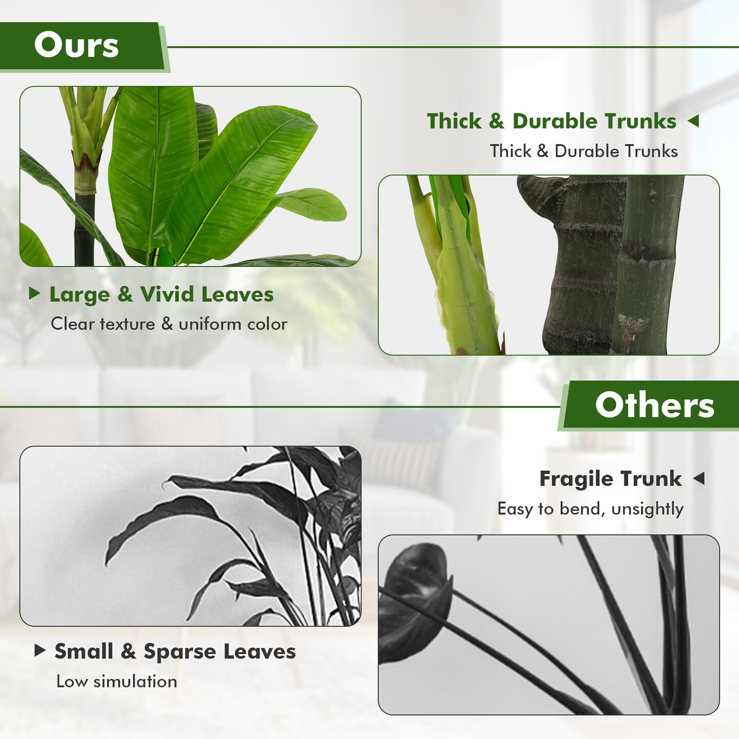 5 Feet Artificial Tree with 18 Large Leaves Perfect for Indoor-Outdoor Decor