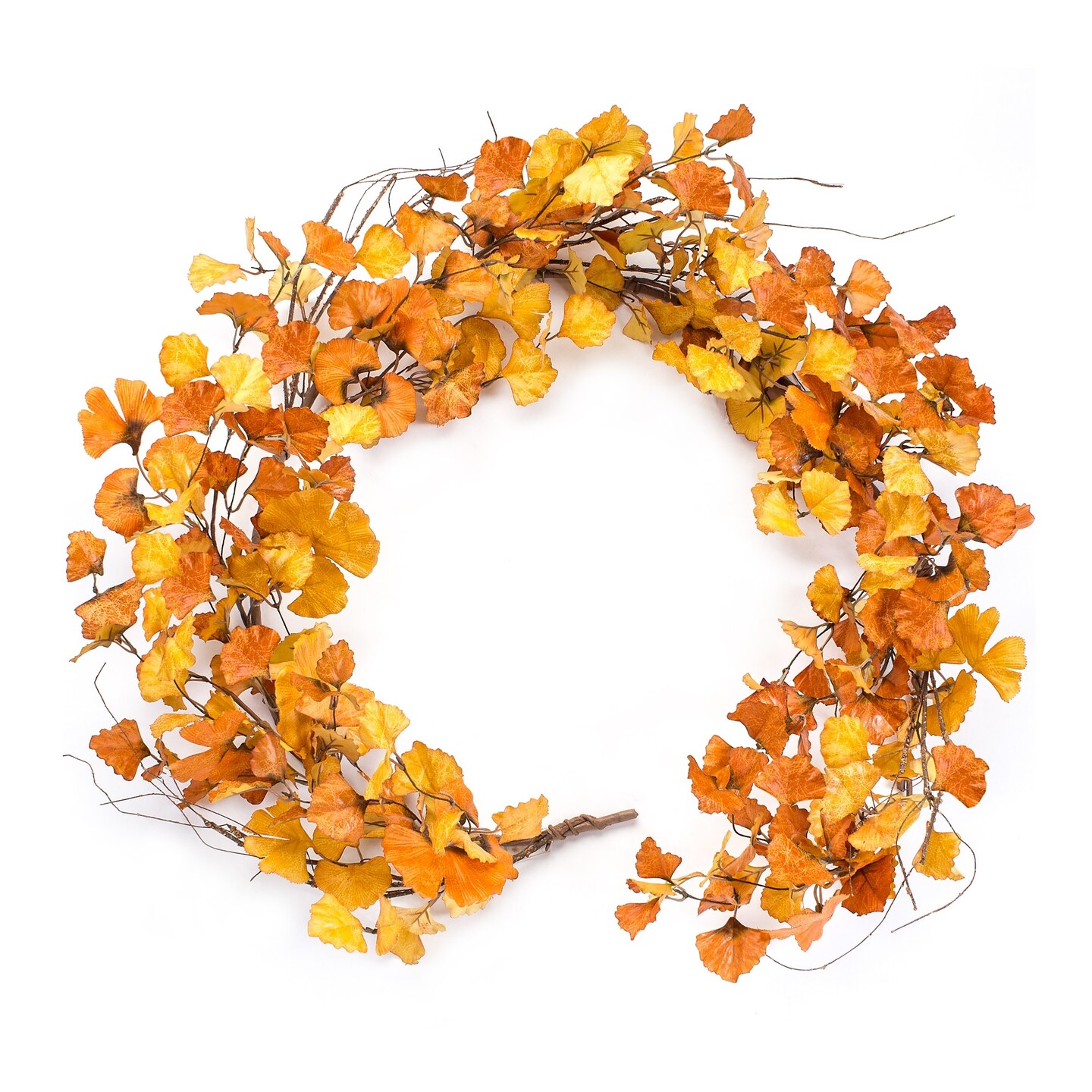Melrose Set of 2 Ginkgo Leaf Fall Harvest Artificial Garlands 5' x 4.5"