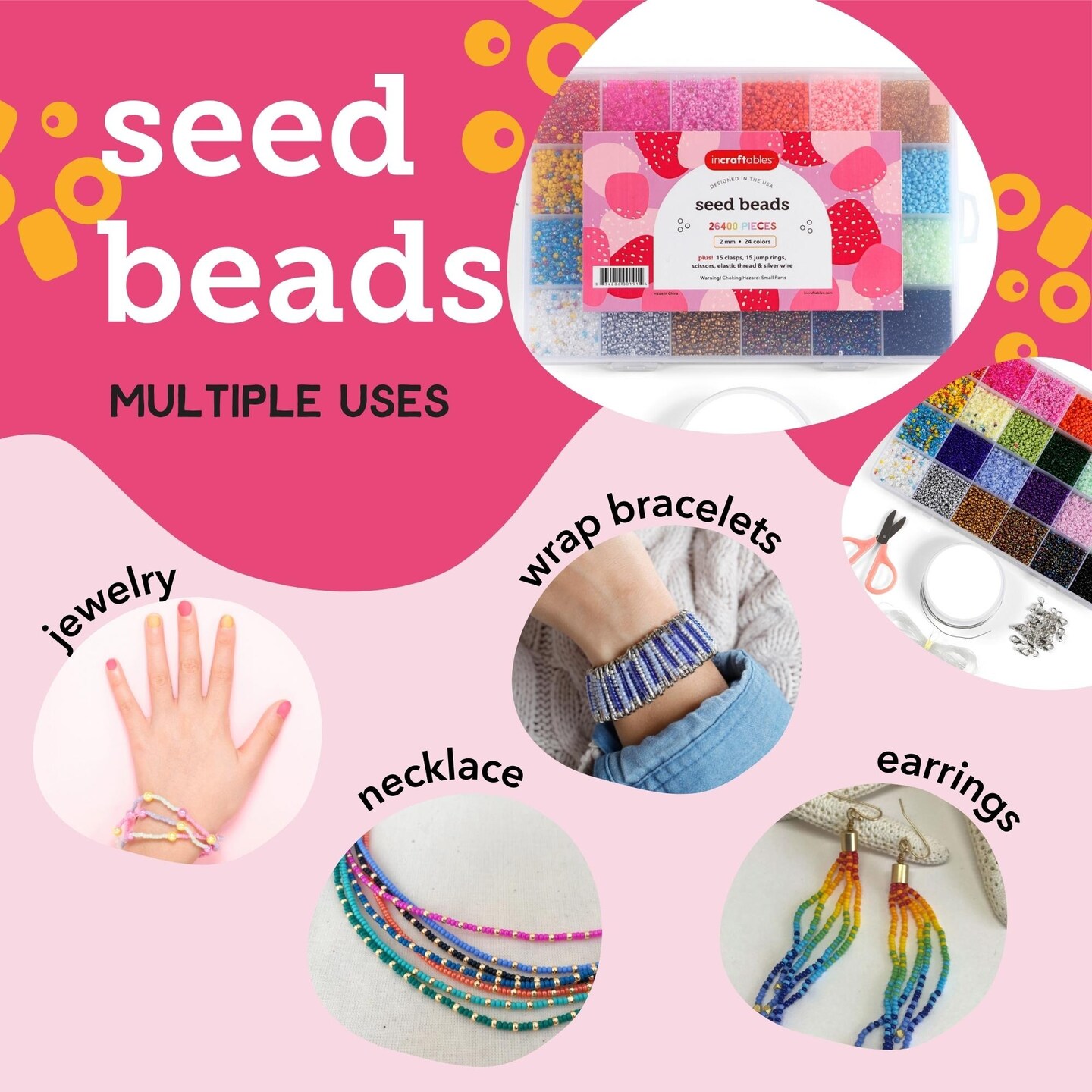 Acrylic Seed Beads Kit For Needlework Craft Small Beads Kit For