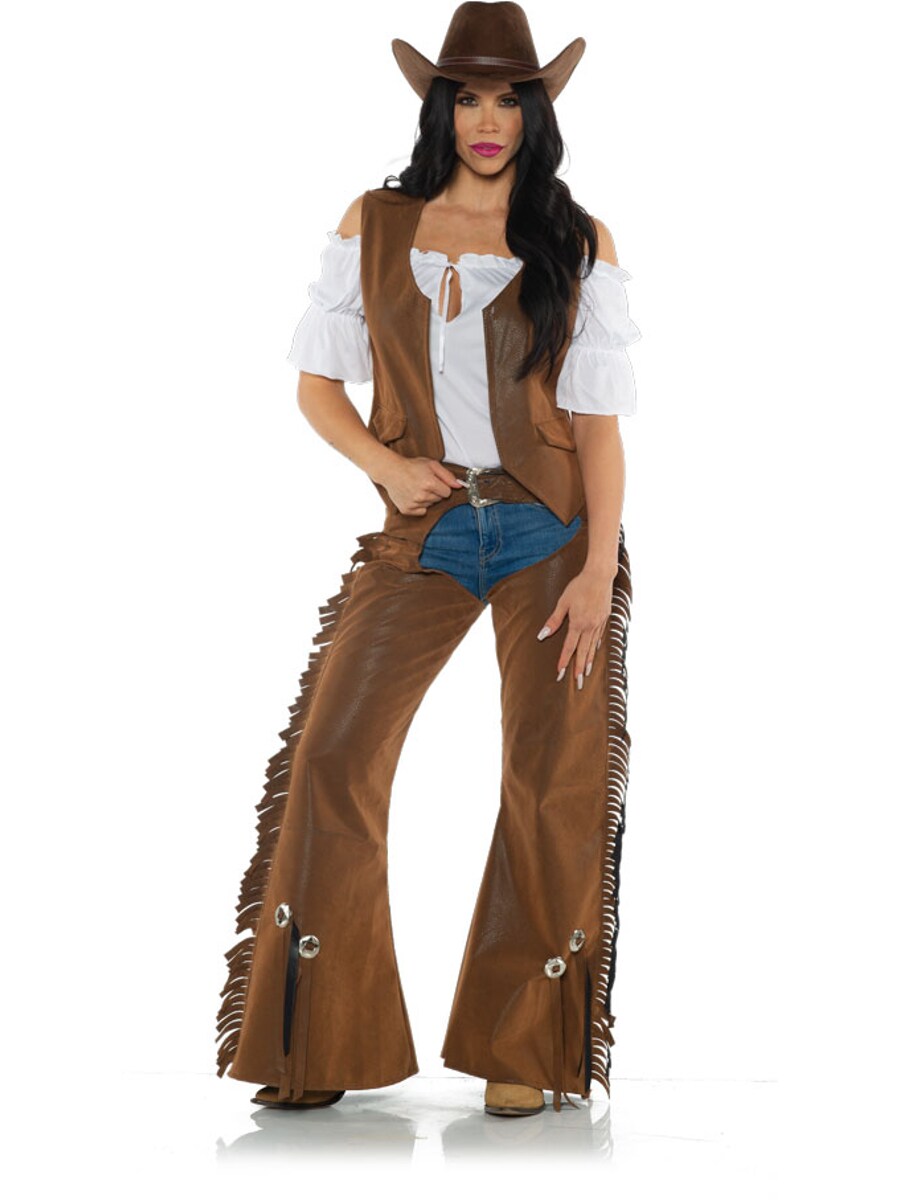 thumbnail image 2 of Wild Western Cowboy Costume For Adults – Complete Multi-Color Polyester Outfit 2 of 5