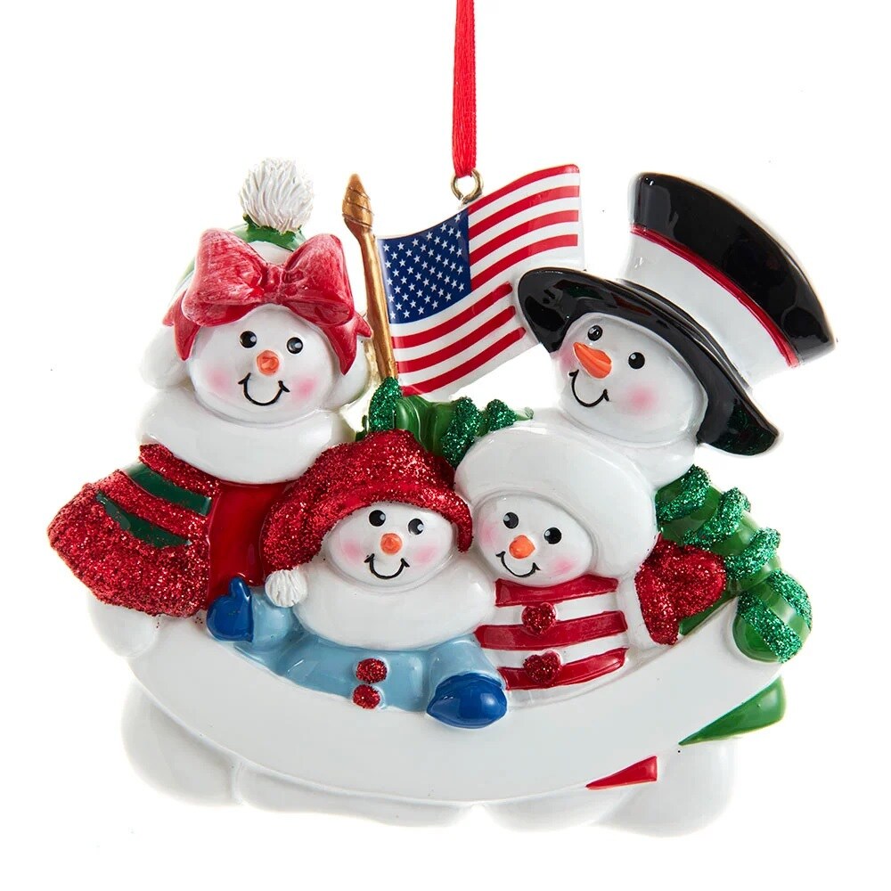 KSA Pack of 12 Glittered Patriotic Snowman Family Christmas Ornaments 4&#x22;