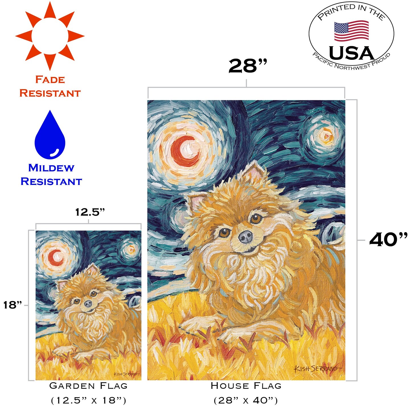 Van Growl-Pomeranian Decorative Dog Flag