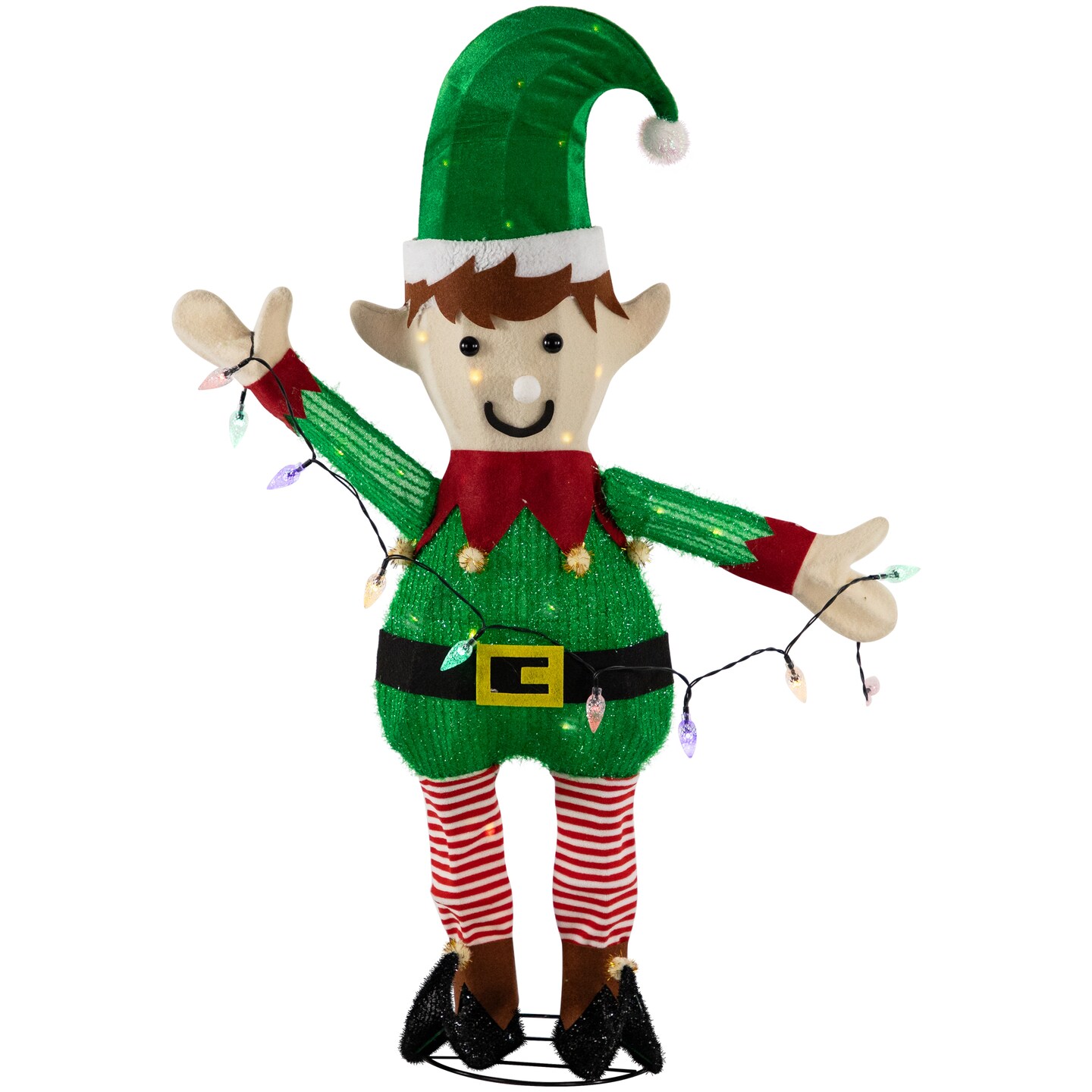 Northlight 34.25" LED Lighted Elf Holding Christmas Lights Outdoor Yard Decoration