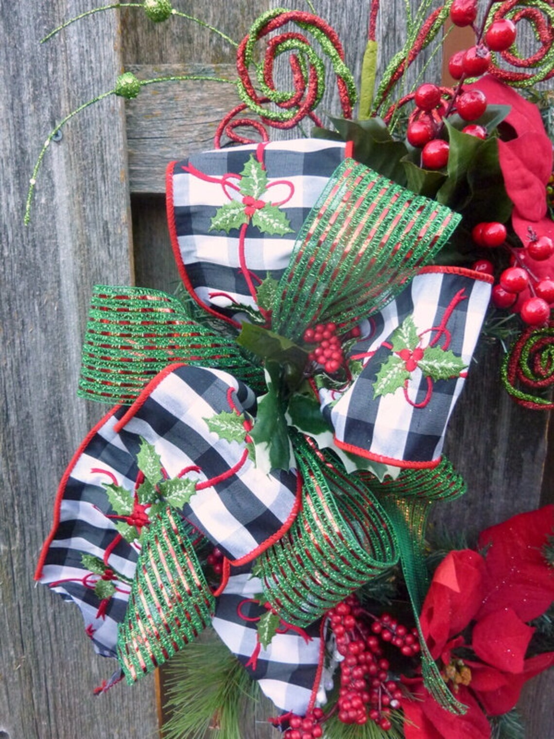 Christmas Decoration Wreath , Front Door Decor, Buffalo Plaid