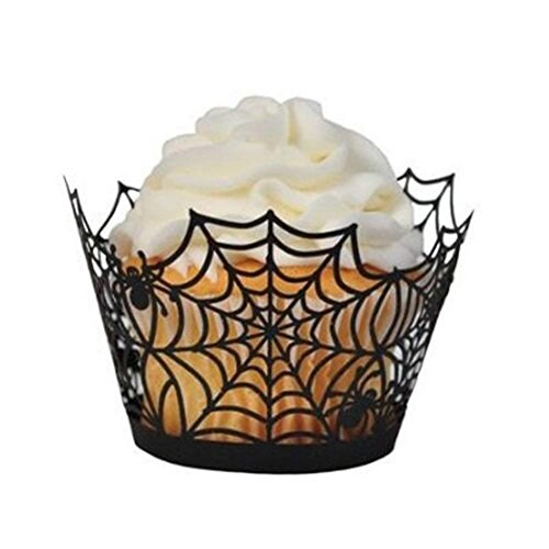 Halloween Cupcake Wrappers,Spider Web Cupcake Wrapper,Halloween Party Decorations Supplies 36Pcs