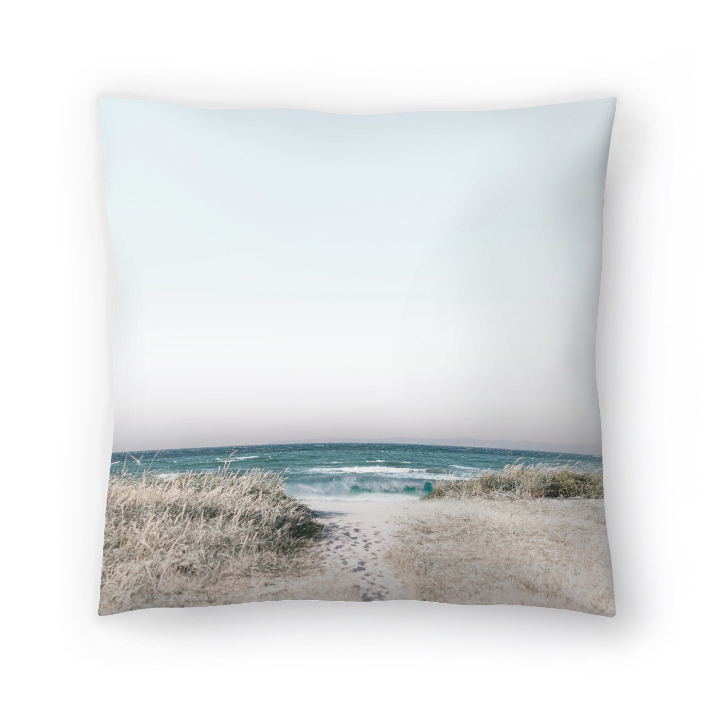 Lonely Beach With Dried Grass Throw Pillow Americanflat Decorative Pillow