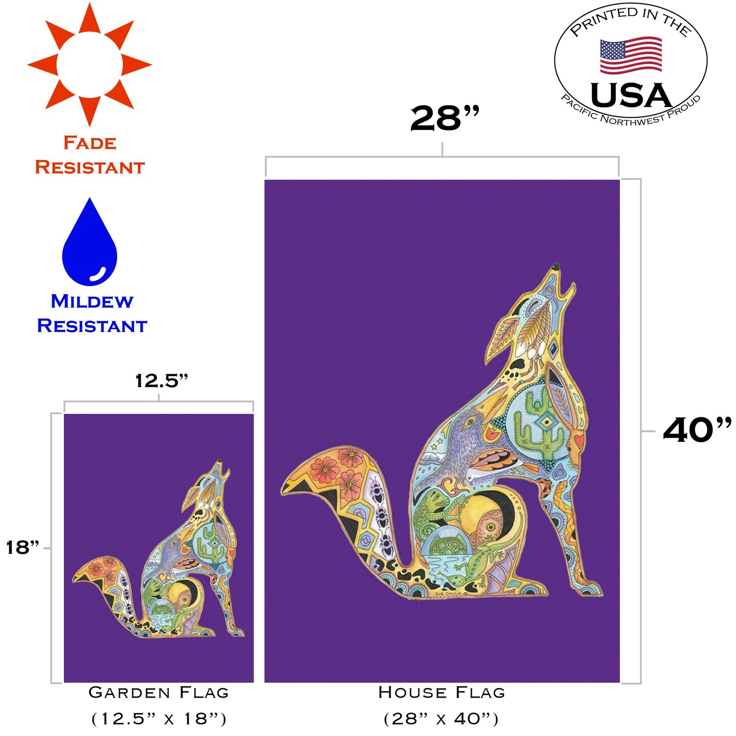 Animal Spirits- Howling Wolf Decorative Howling Wolf Flag